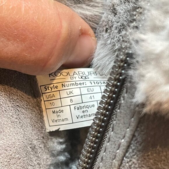Koolaburra By UGG Womens Gray Faux Fur-Lined Suede Winter Boots with Side Zipper - Picture 8 of 15